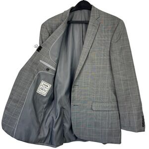 Jos A Bank 1905 Gray Windowpane Plaid 41R Slim Wool Blazer Sport Coat Jacket 2Bu